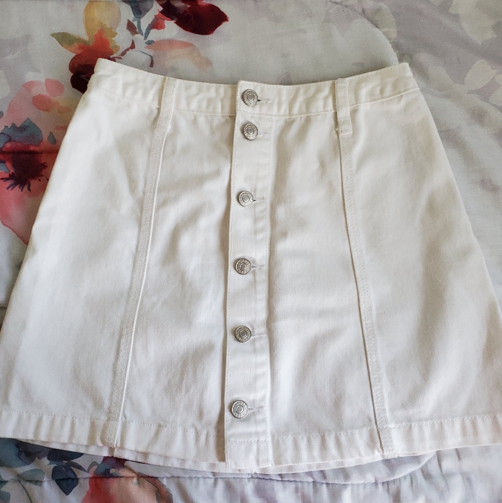 White Denim Mini Skirt